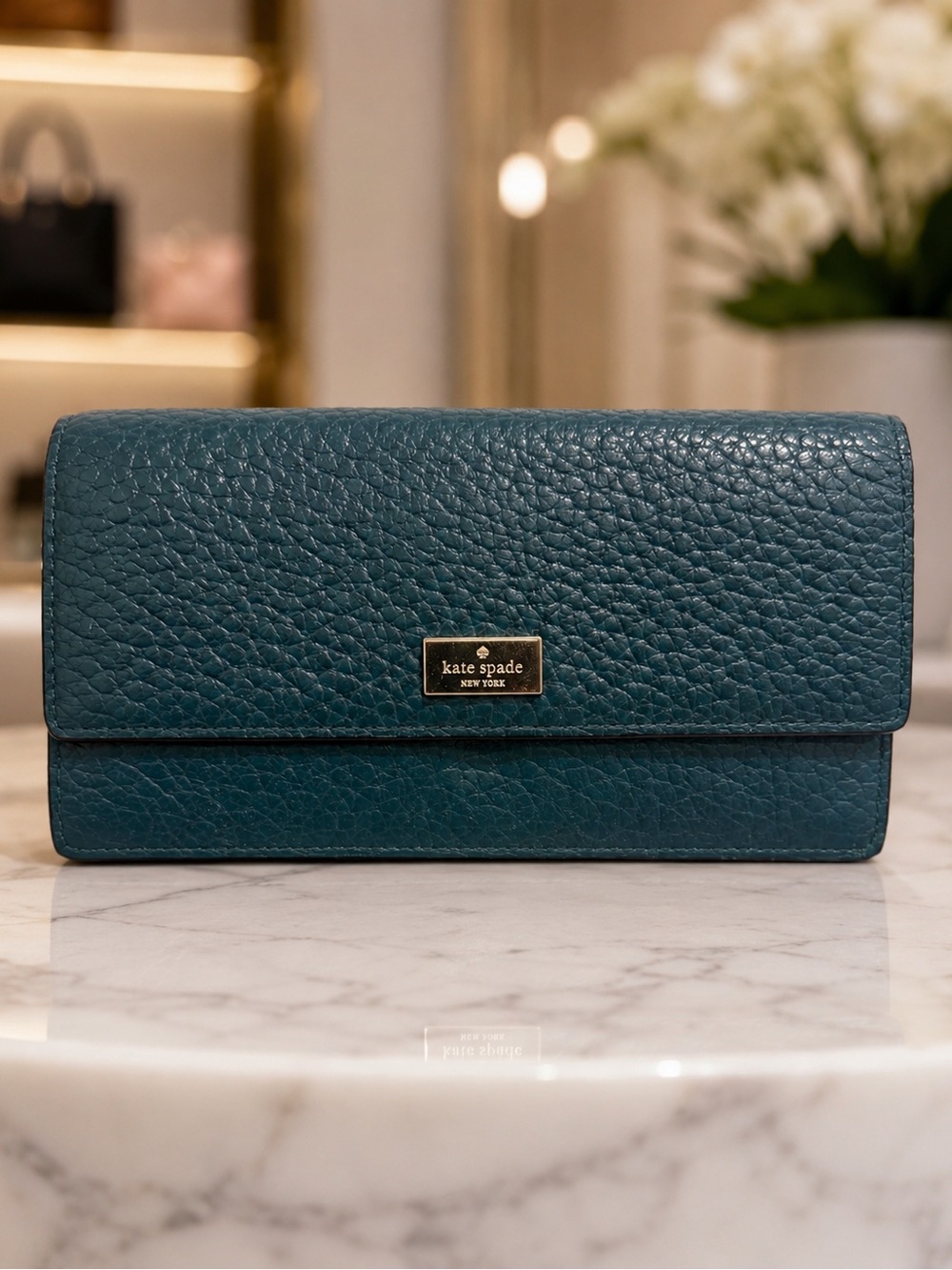 Kate Spade Southport Avenue Cobble Stacy Teal Peacock Wallet